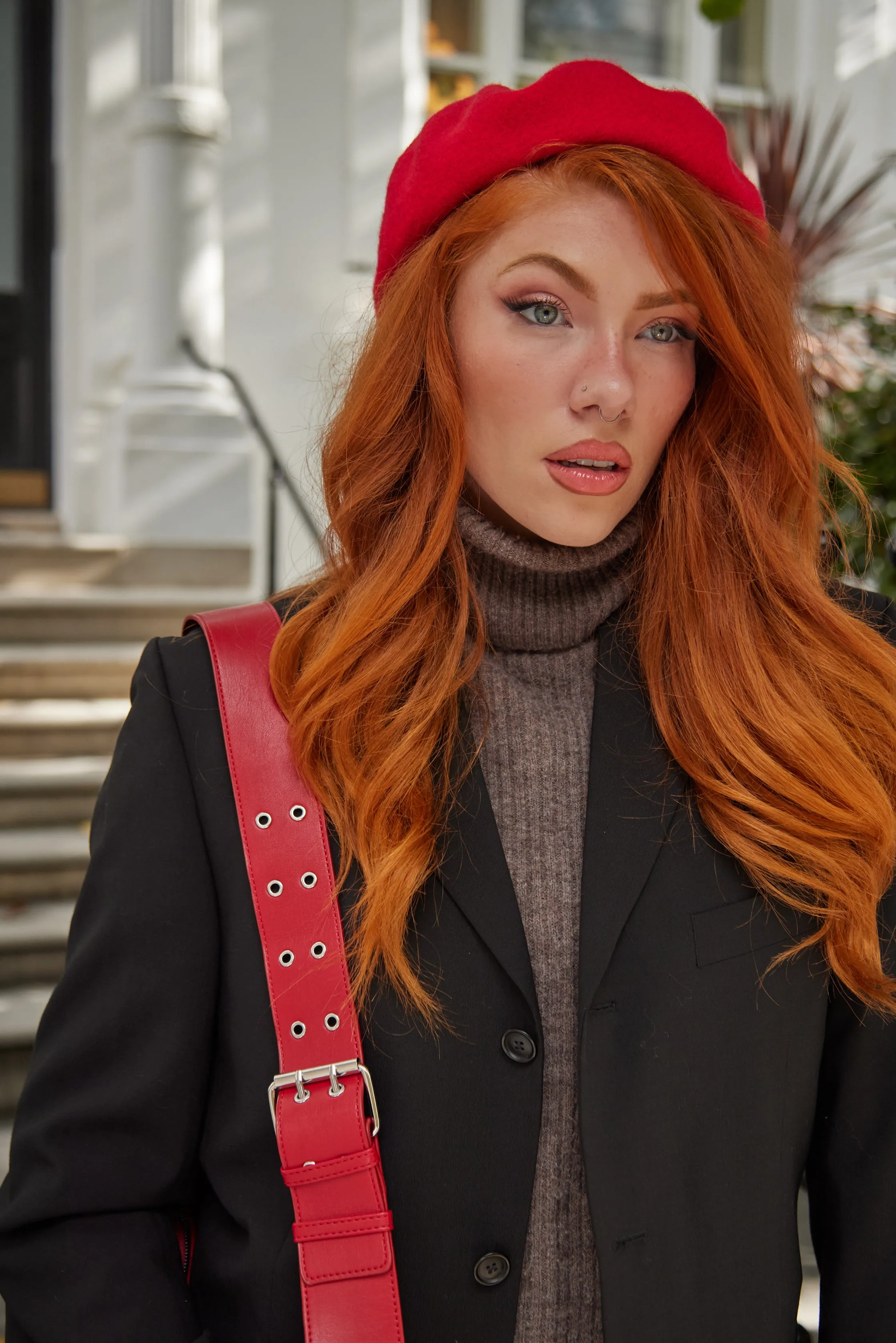 Wool Beret in Bright Red