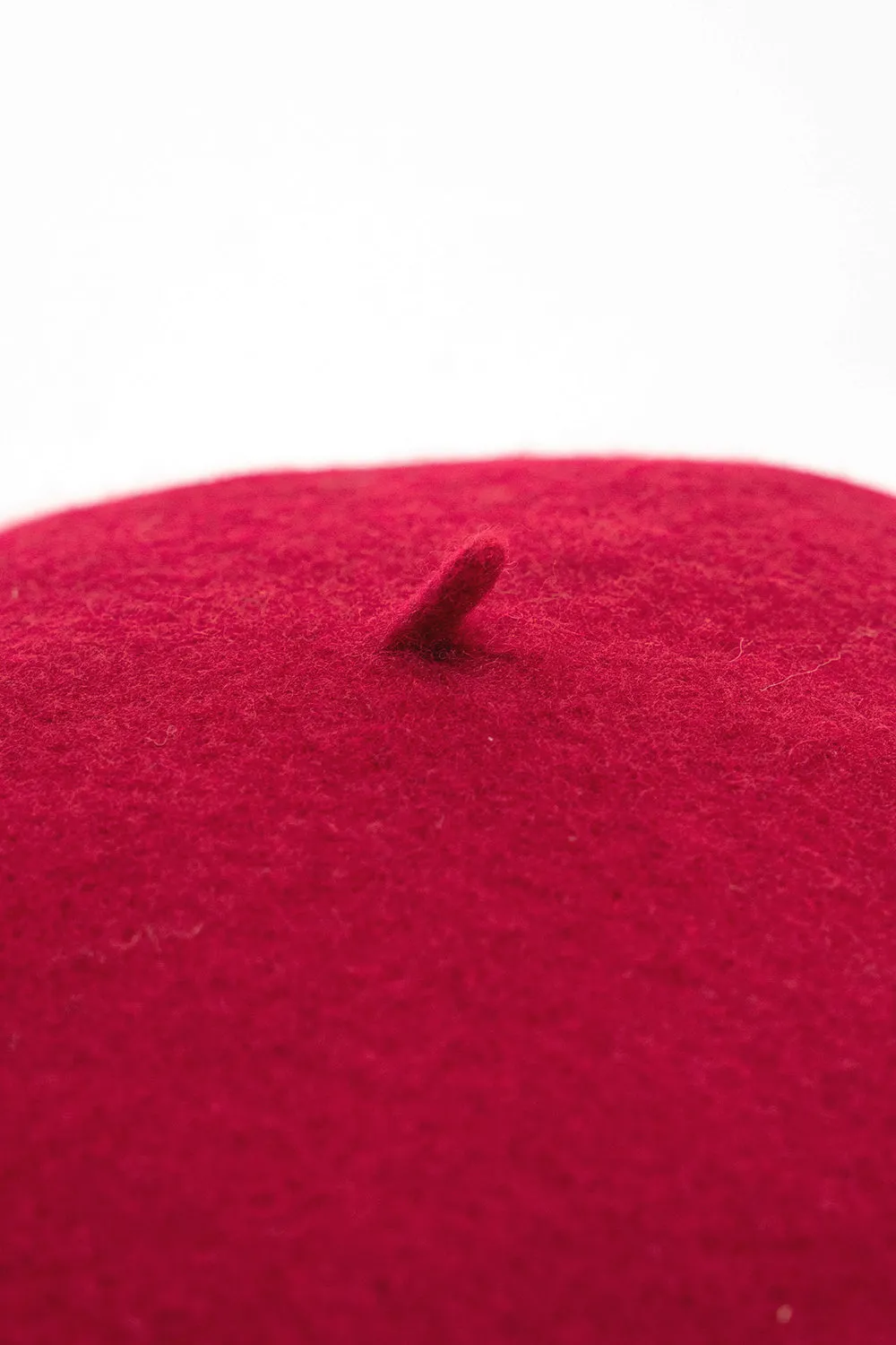 Wool Beret in Cherry Red